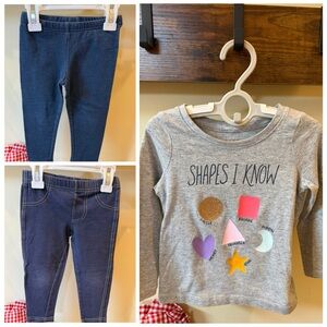 Cat & Jack Carter's Toddler Girls Tops and Jeggings Set of 3 Size 2T